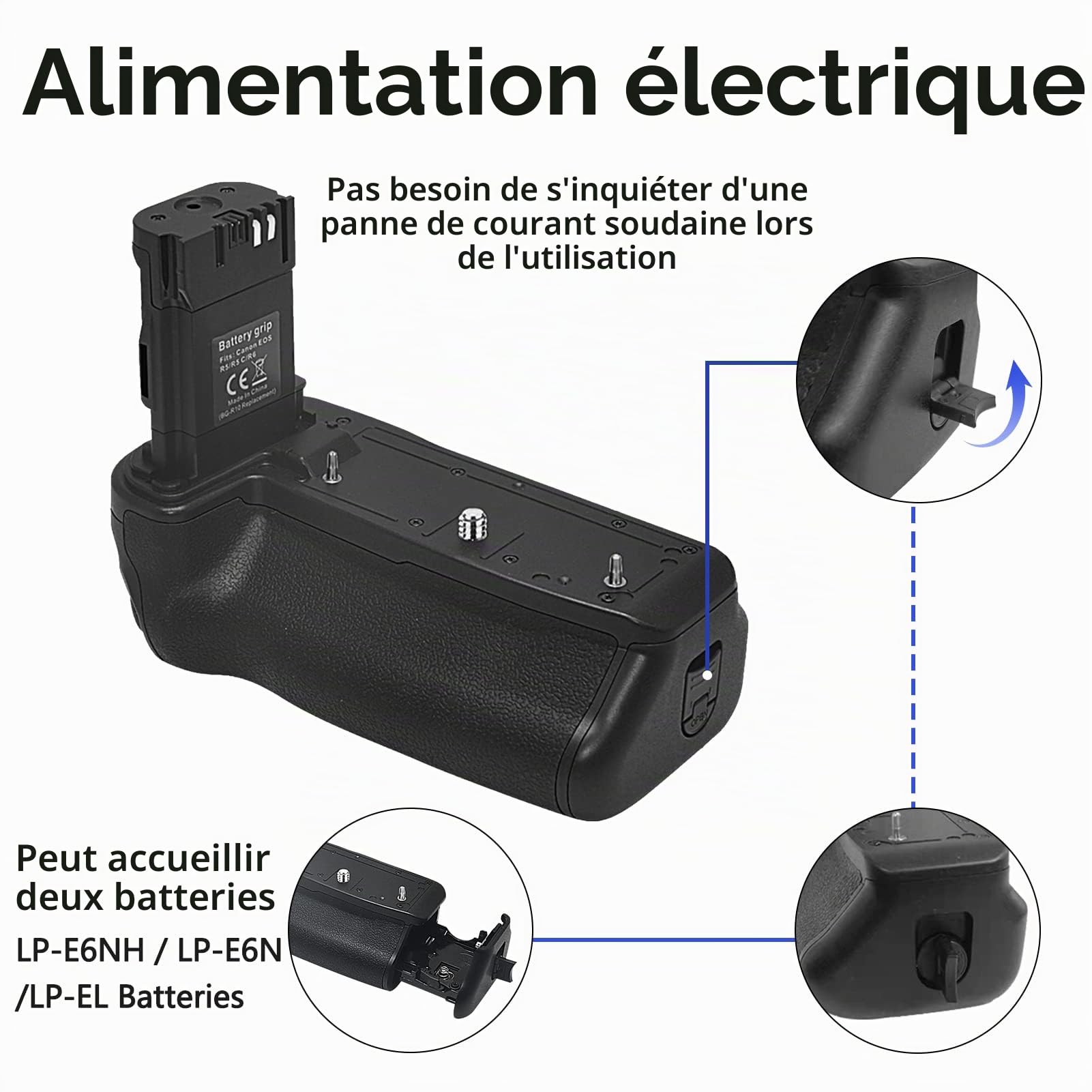 Vertical Batterie Grip avec télécommande sans Fil 2.4G Remplace Le Support de Batterie Canon BG-R10 Compatible avec Les appareils Photo Reflex numériques Canon EOS R5 R6 R5C