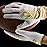 HANDLANDY Youth Football Gloves, Sticky Wide Receiver Gloves for Kids, White and Gold Stretch Fit Football Glove (White and Gold, XX-Large)