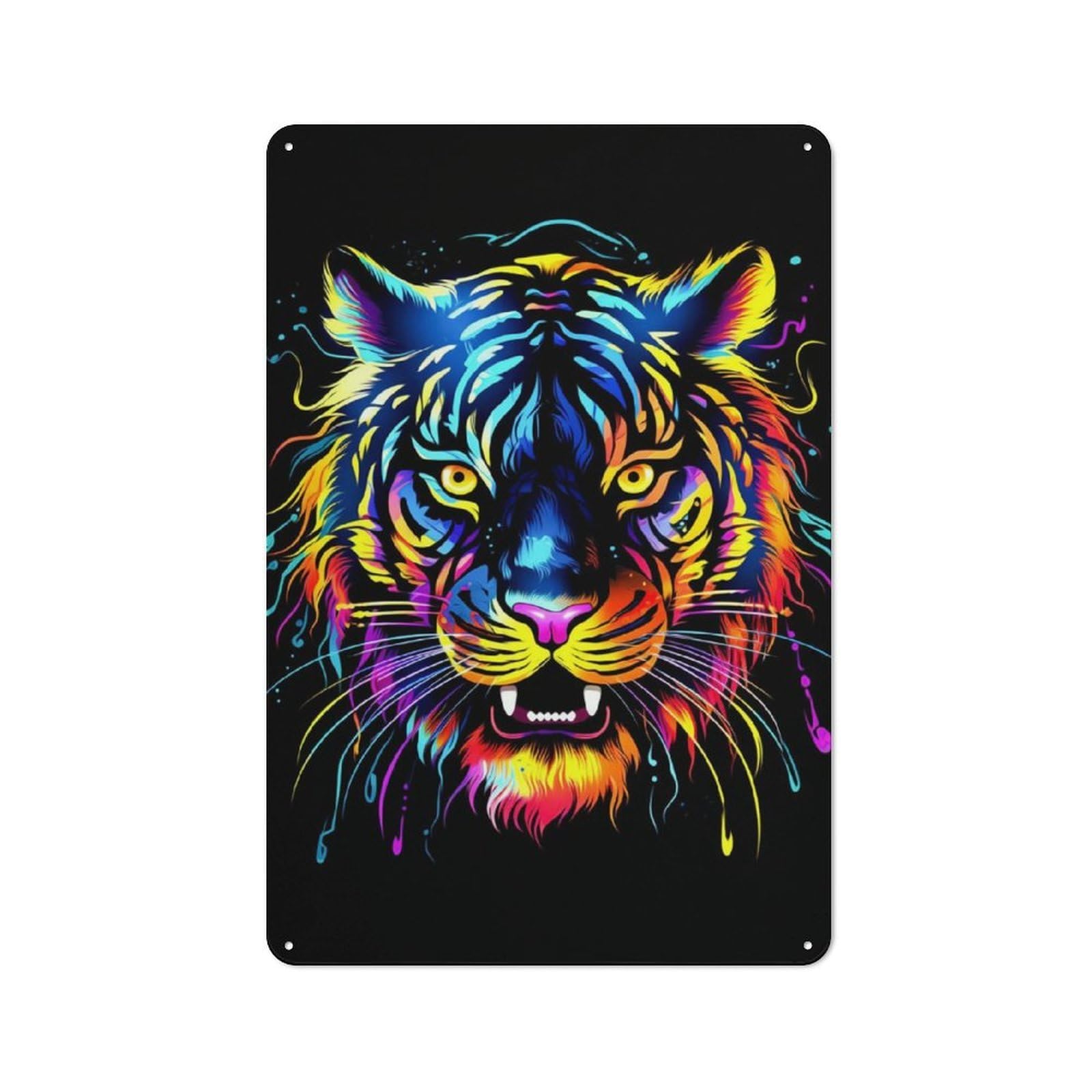 Junmoney Tiger Retro Tin Sign 30X20cm For Home Office Or Studio, Suited To Home Office Decor Fans