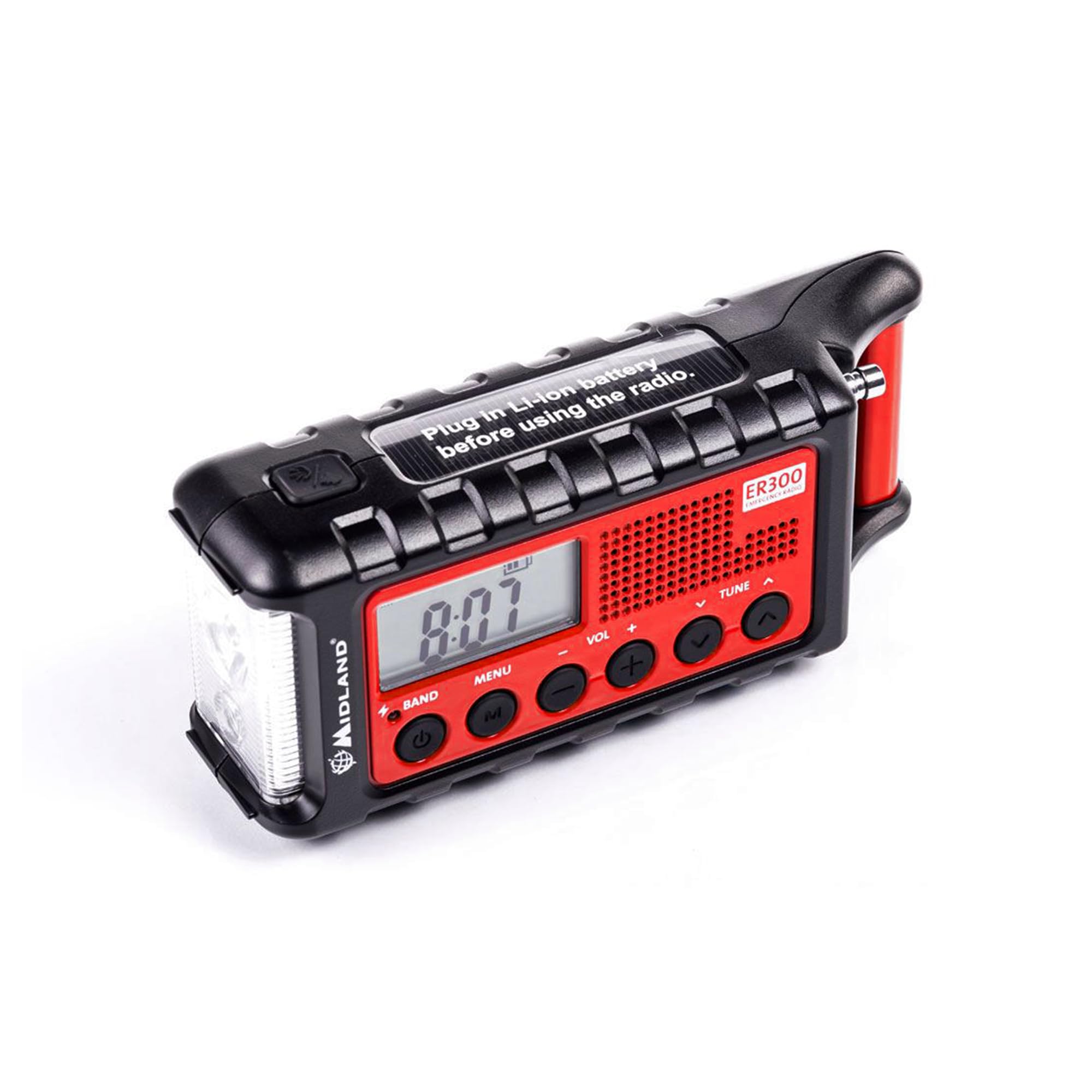 Midland ER300 multifunktionales Emergency Kurbel-Radio, Powerbank, AM/FM-Funkempfänger, Dynamo-Taschenlampe, wiederaufladbare Akkus, USB-Kabel, C1173