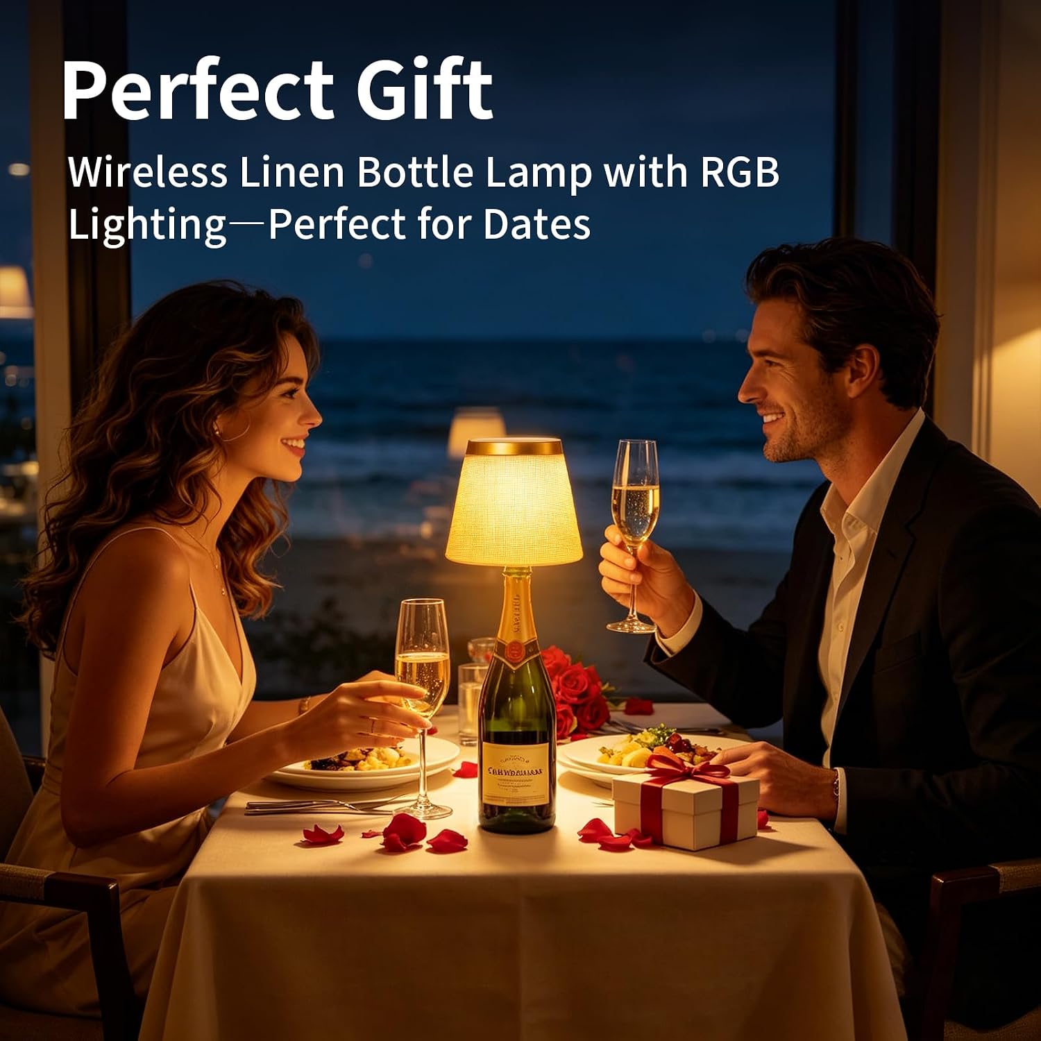Wireless Bottle Lamp,Rechargeable RGB Linen Bottle Stopper Lamp Have 6000mAh Battery Continuous Use for 20-60 Hours，Suitable for Bedrooms Bars Living Rooms Table.