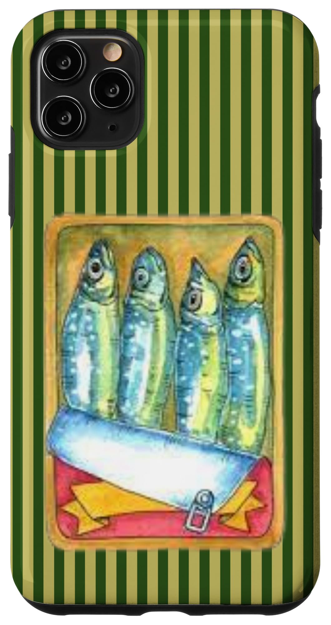 Les Sardines Green Stripes Fisherman Summer Coastal Sardines Case for iPhone 11 Pro Max