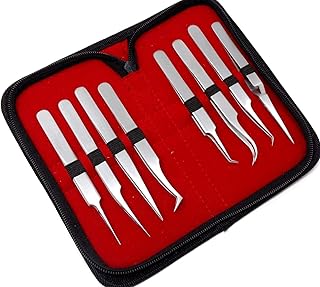 Set of 8 pcs Volume Eyelash Lash Fine Point Tweezers, Stainless Steel