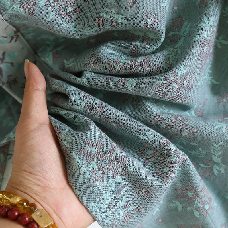 PRINCESS BRIDE Yarn-dyed Cotton Jacquard Elegant Kimono Robe Traditional Loose Yukata Bathrobe Mid-Length Loungewear for Women 165/88A/L(Light Blue) - Image 7