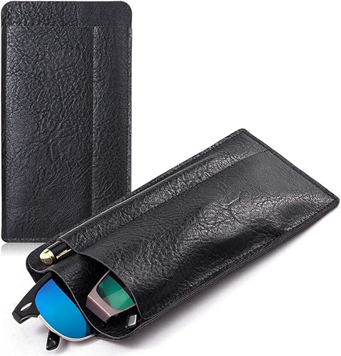 TRIUMPH VISION Bolsa doble para gafas de sol, funda de cuero suave para gafas de sol y lectura