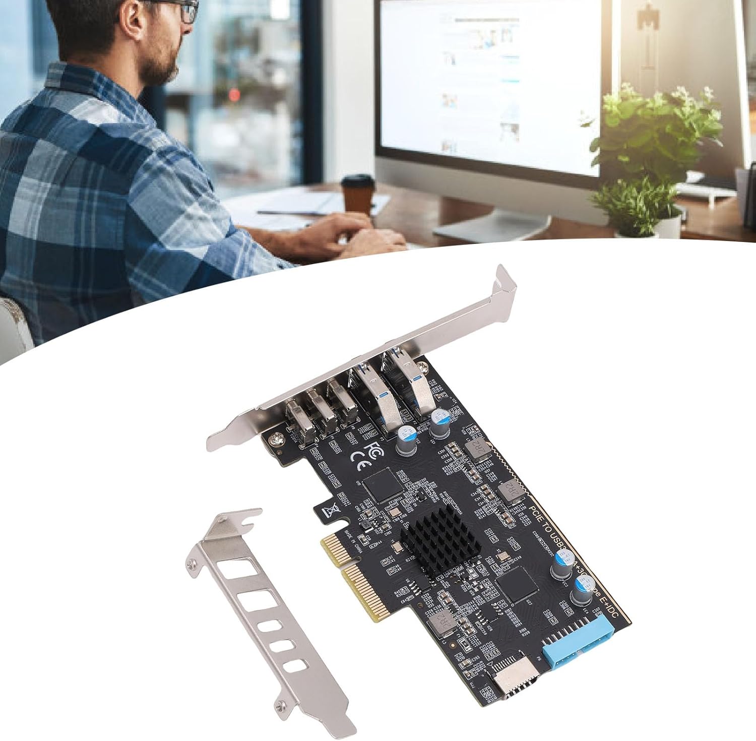 PCIe to USB 3.2 Gen 2 Card, 3 USB Type C and 2 USB Type A Expansion Card for for Linux, Supports High Speed Data Transfer up to 10Gbps