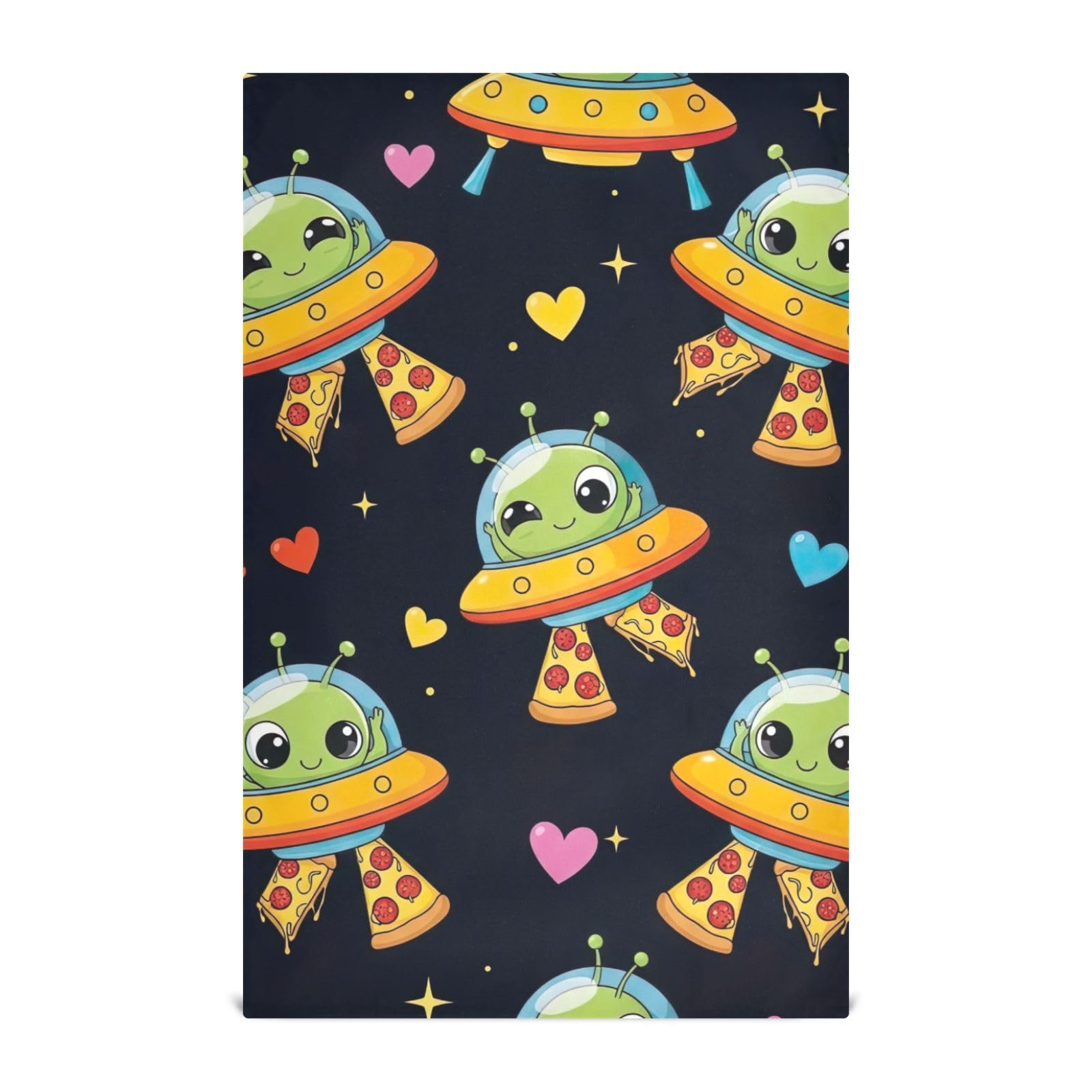 Torchons de cuisine absorbants GAIREG vert motif pizza et aliens linge de maison 71x45,7 cm