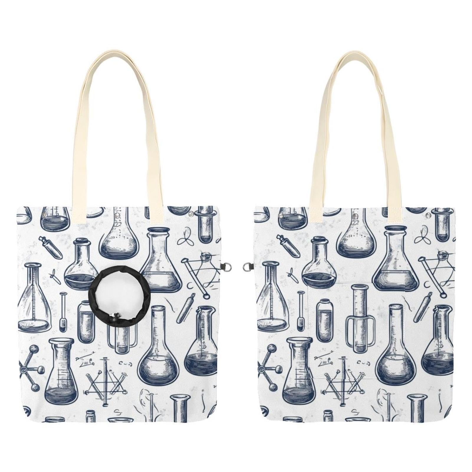 Bolsa de lona para mascotas pequeña con correa ergonómica y estampado educativo