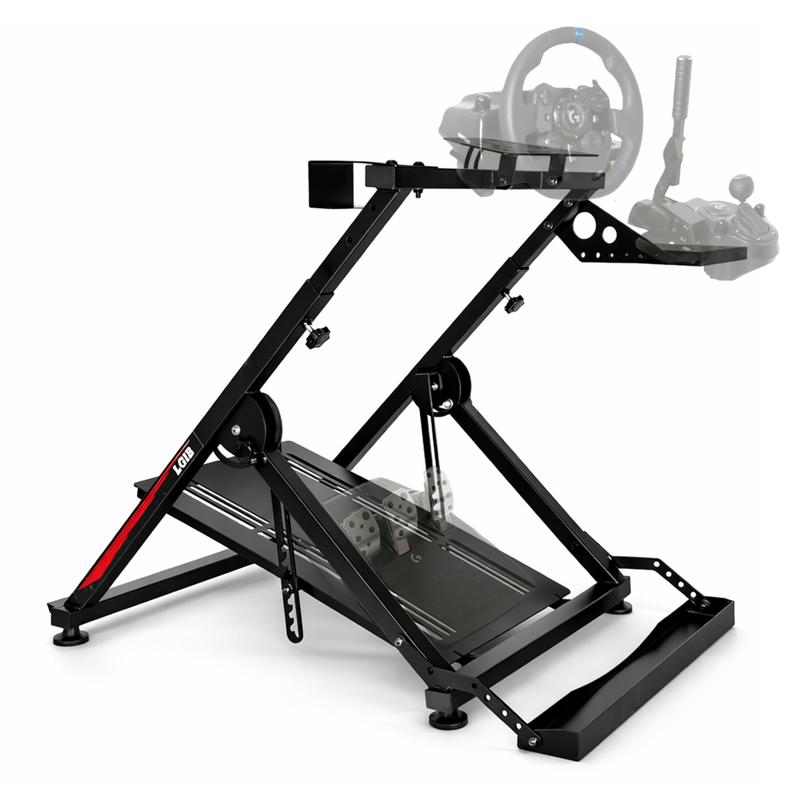 Photo 1 of LGIB Foldable Sim Racing Wheel Stand with Seat Slot, Fully Adjustable Racing Simulator Cockpit, Supports Shifter & Handbrake, Compatible with Logitech, Thrustmaster, Moza for PS5, PS4, Xbox & PC