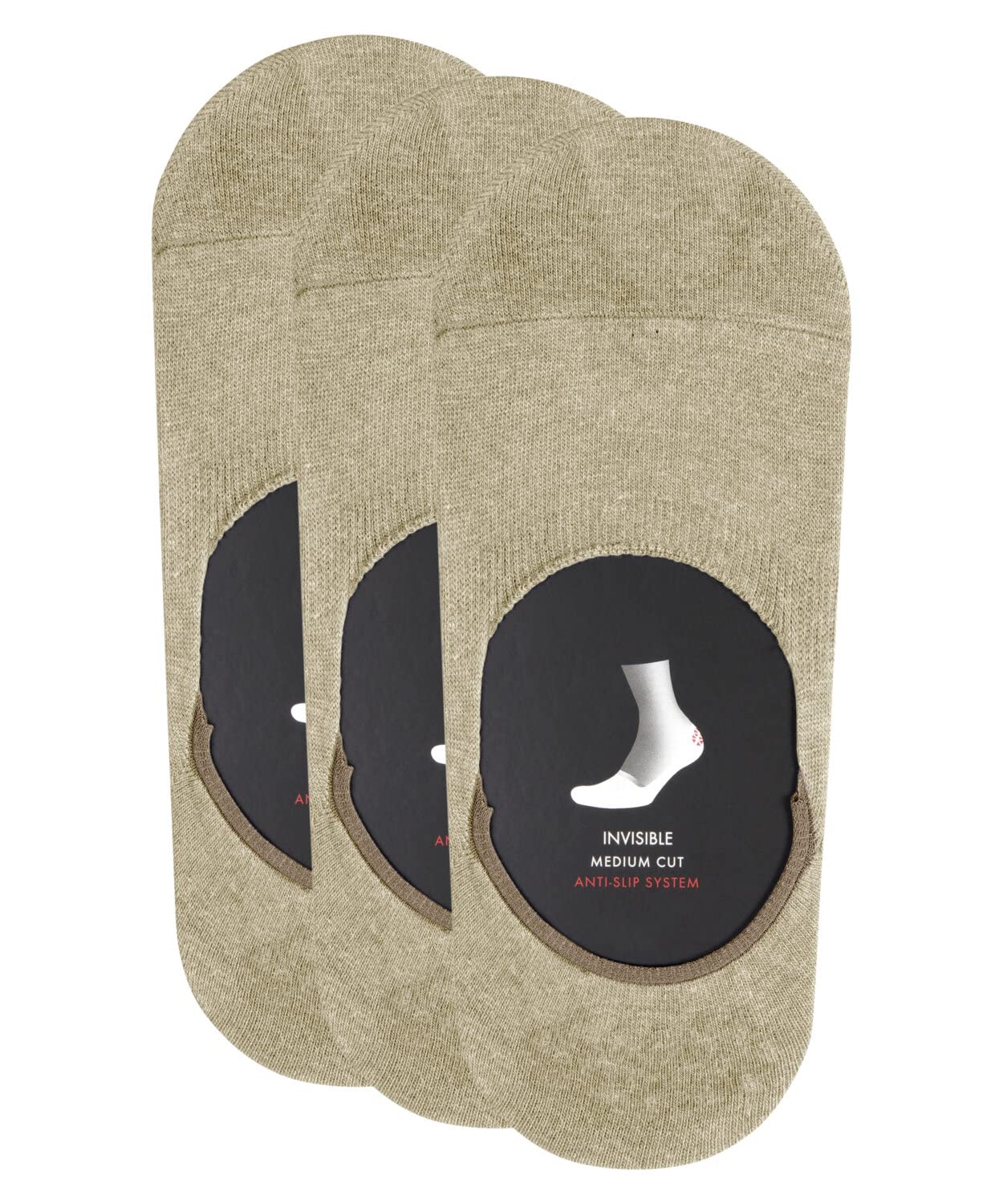 FALKE hombre Invisible Step Medium Cut 3-Pack calcetines invisibles transpirable sostenible algodón no-show con puntos de silicona en el talón liso multipack 3 pares
