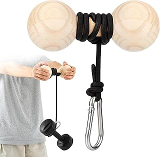 Soulchen Wooden Wrist Roller - Forearm & Grip Strength Trainer, Finger/ Arm Exerciser for Muscle Building, Fitness Enthusiasts & Athletes