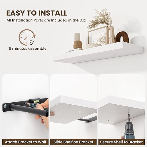 Miniatura 5 de Fun Memories Estantes flotantes para pared de 10 pulgadas, estantes cuadrados de pared de 10 pulgadas de profundidad, estantes de almacenamiento de