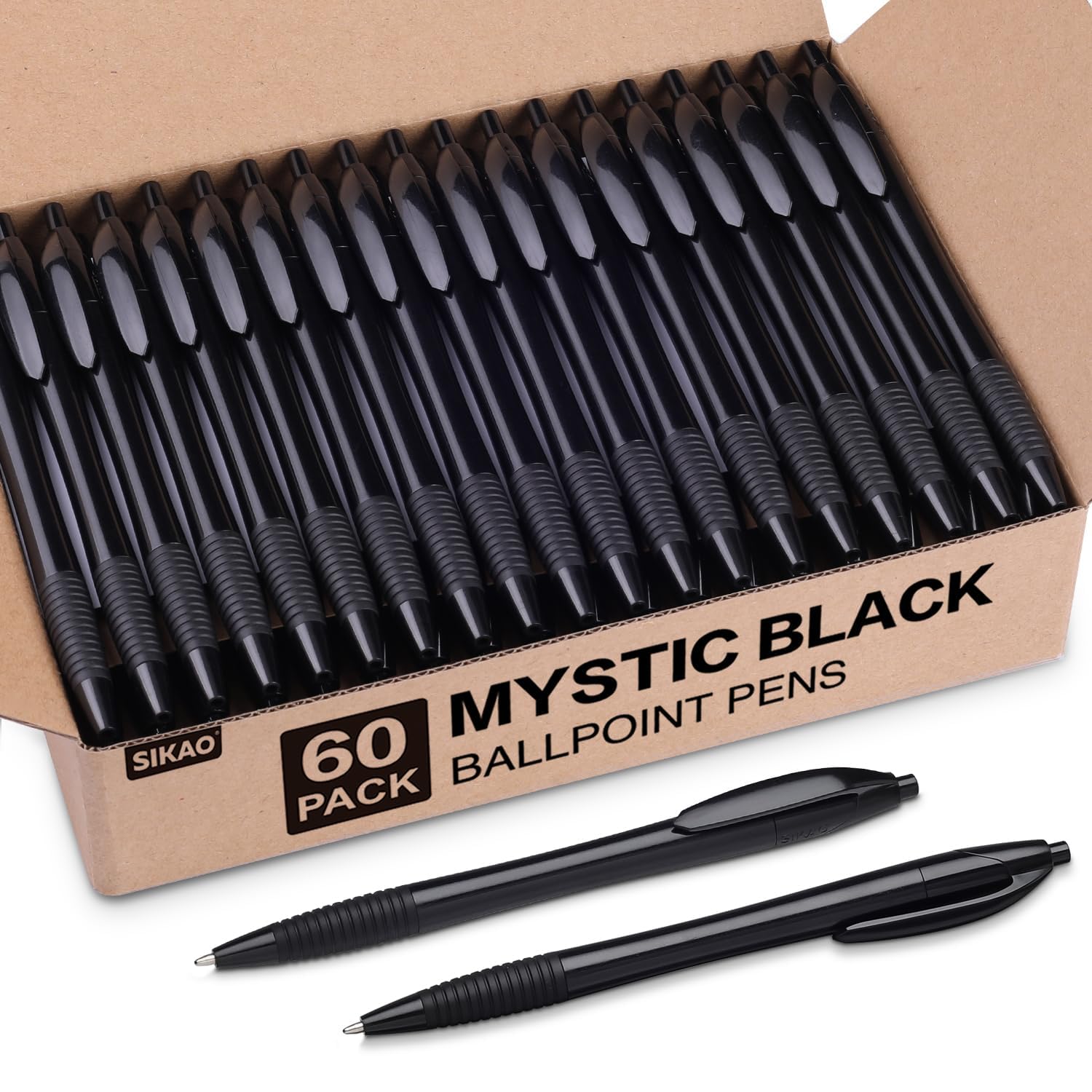 Pens Bulk 60 Pack Black Gripped Slimster Ballpoint Pens Black Ink 1 0mm Medium Point Smooth Writing Click