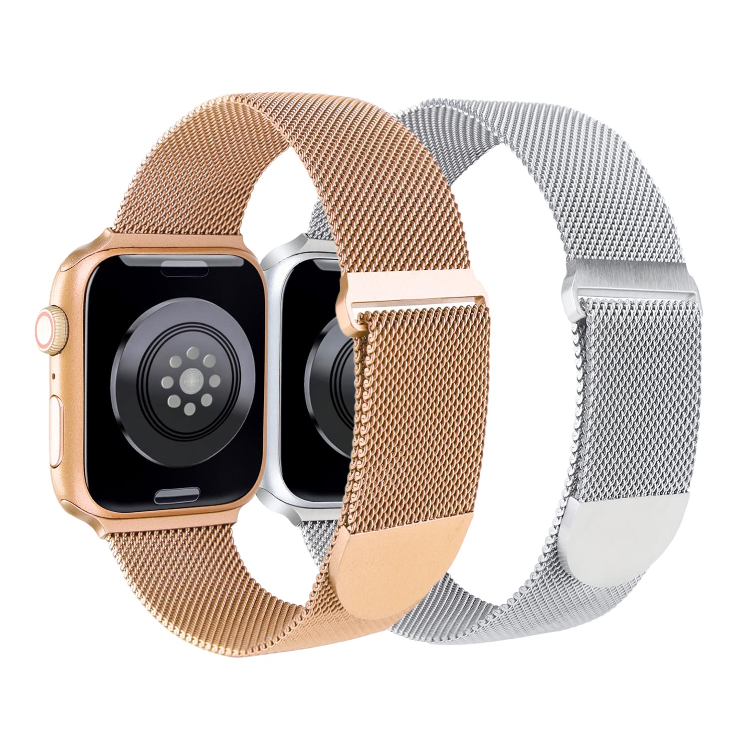 Metal Band Compatible with Apple Watch Bands 38mm 40mm 41mm 42mm 44mm 45mm 46mm 49mm Ultra 3/2/1, Stainless Steel Milanese Mesh Loop Magnetic Strap