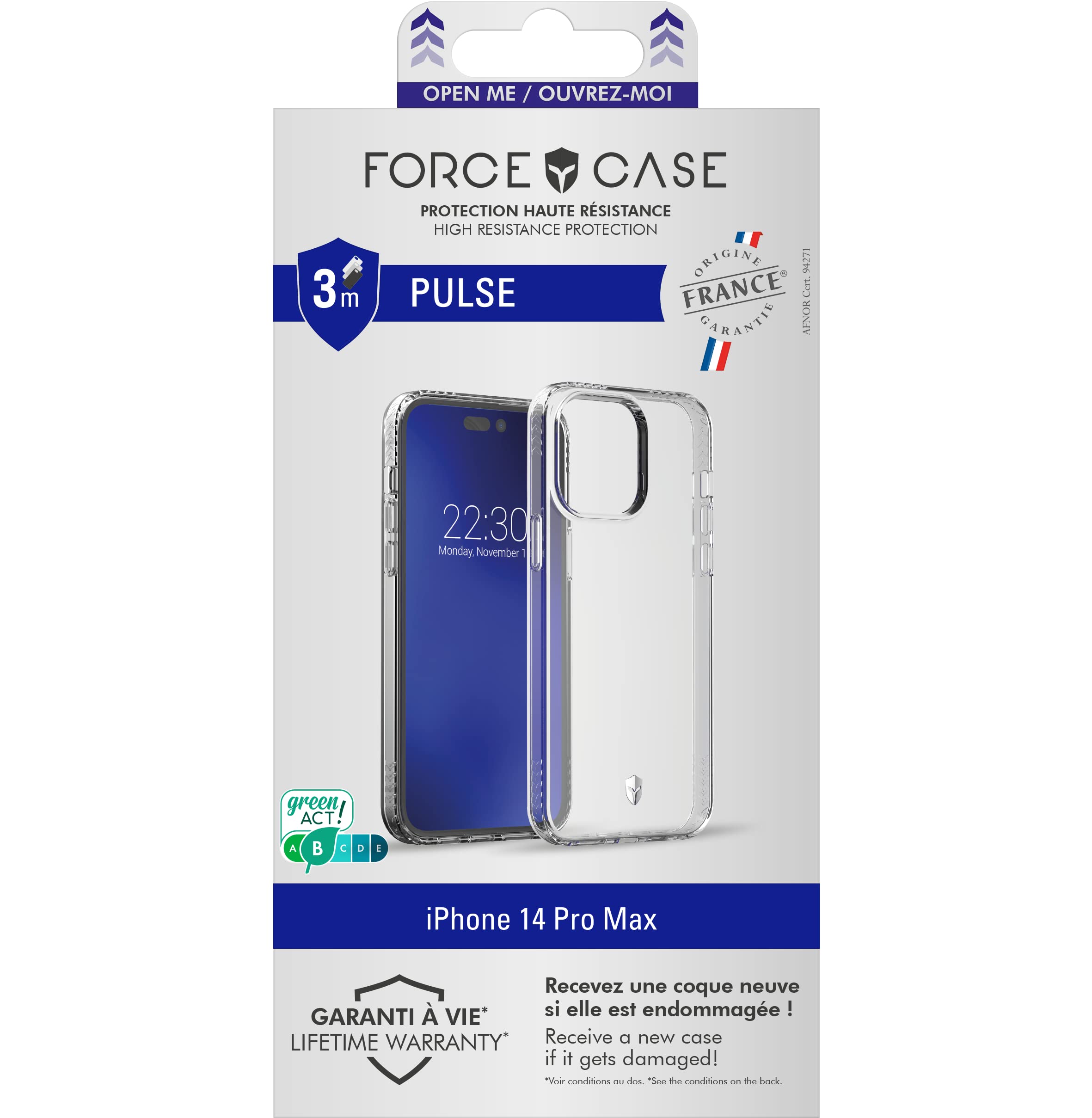 Force Case Pulse iPhone 14 Pro Max Case, Drop Resistant, Shock Absorbing, Slim & Tough, Premium Eco-Friendly Materials, Elegant Design, Transparent