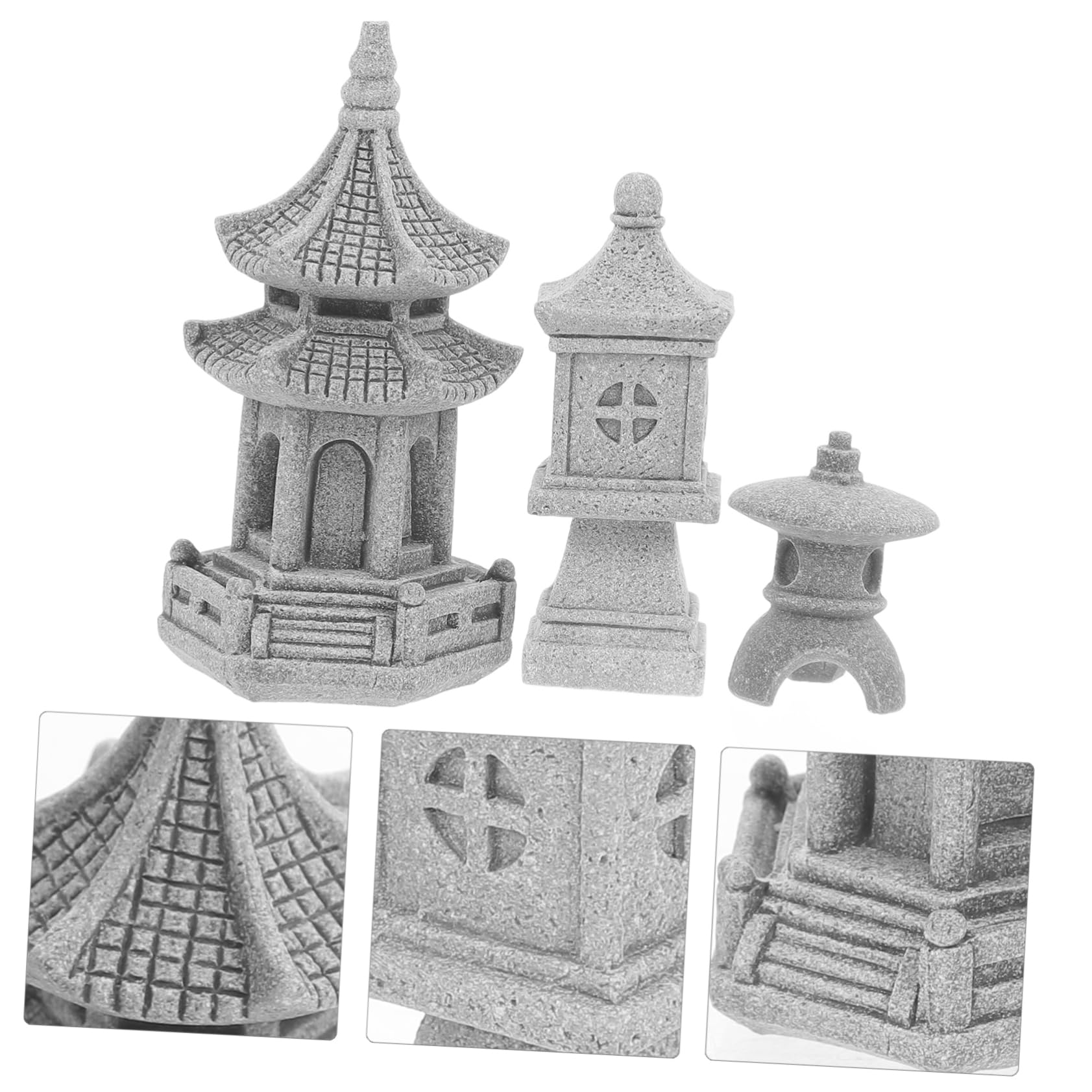 Sosoport 12stücke Teiliges Mini Pagoden-Dekoration Für Bonsai-gärten Realistische Landschaftsverschönerung Mit Pavillon Steinlaterne Und Hexagon-Turm Für Garten Und Innenräume