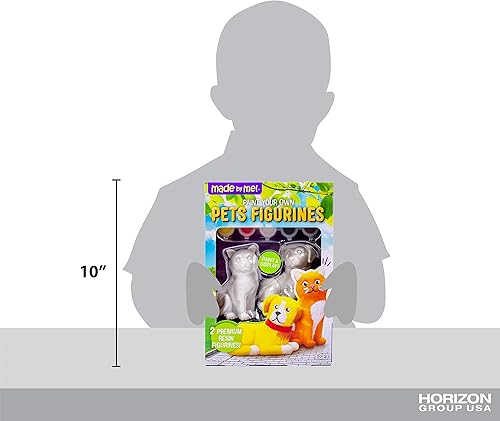 Miniatura 8 de Made By Me Figuras de mascotas 2 pinturas de resina por Horizon Group USA, gato y perro, pinturas acrílicas y pincel incluidos