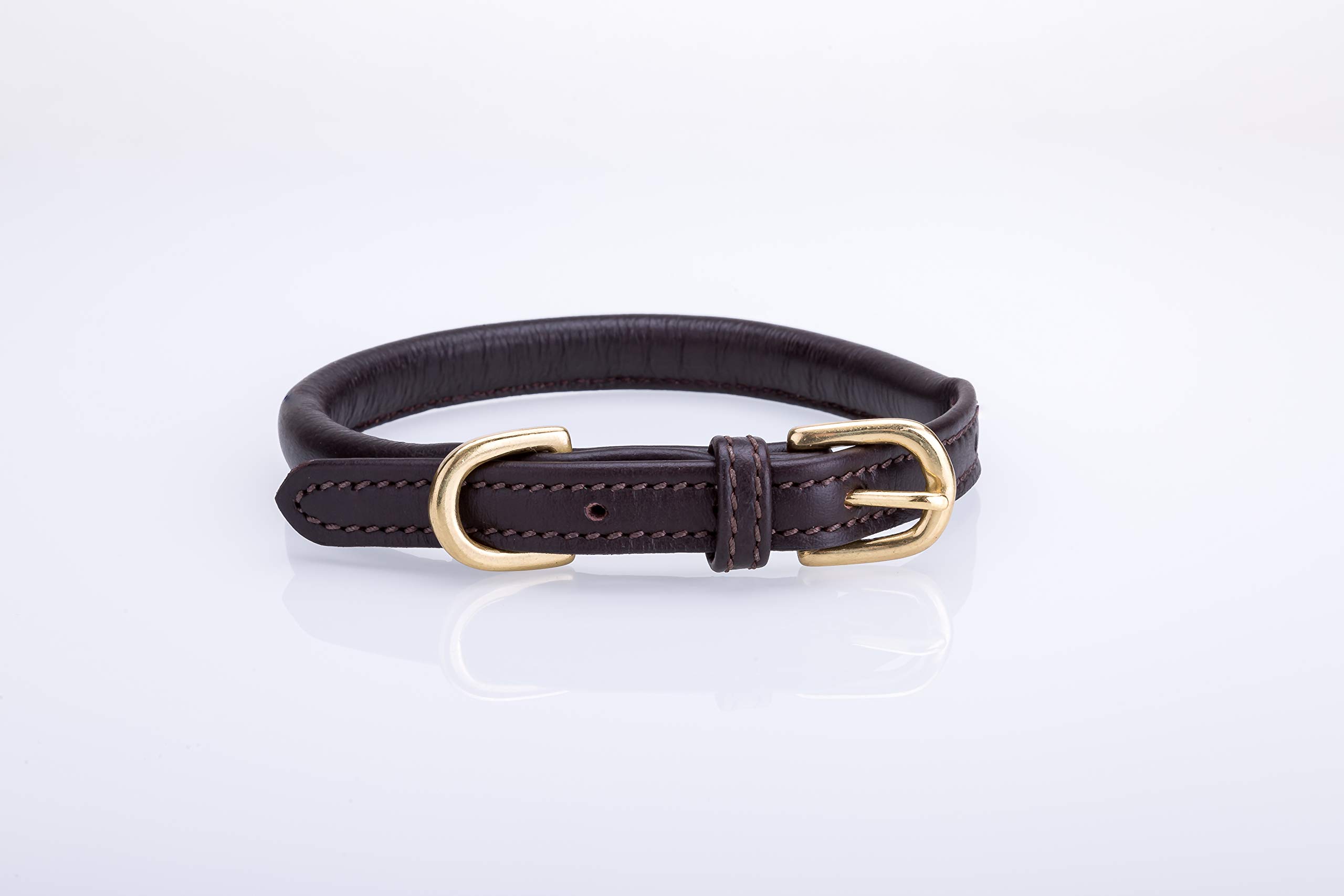 Collier pour chien en cuir roulé marron pour balades confortables