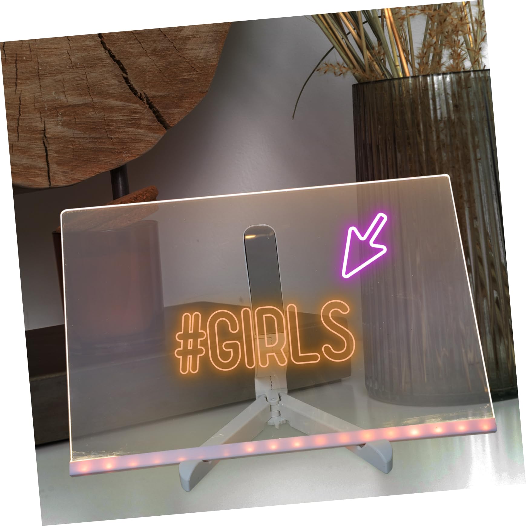Zerodeko Set Di Lavagne Cancellabili A Secco Con Luce Led Lavagna Per Appunti in Acrilico Supporto Per Lavagna Da Disegno Per Ragazzi E Ragazze Kit Da 7 Penne
