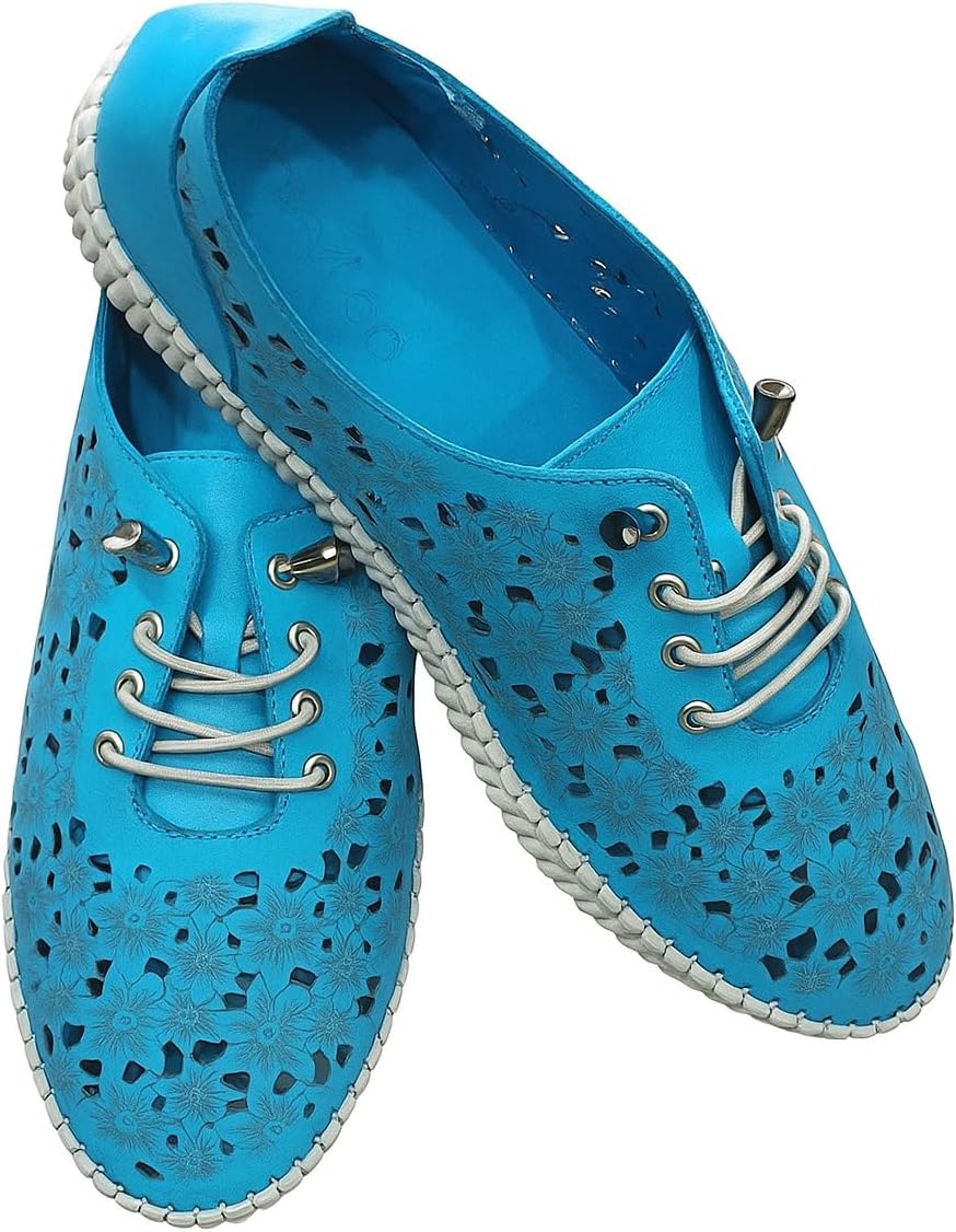 Floral Cutout Oxford Shoes - Lace-up Comfort