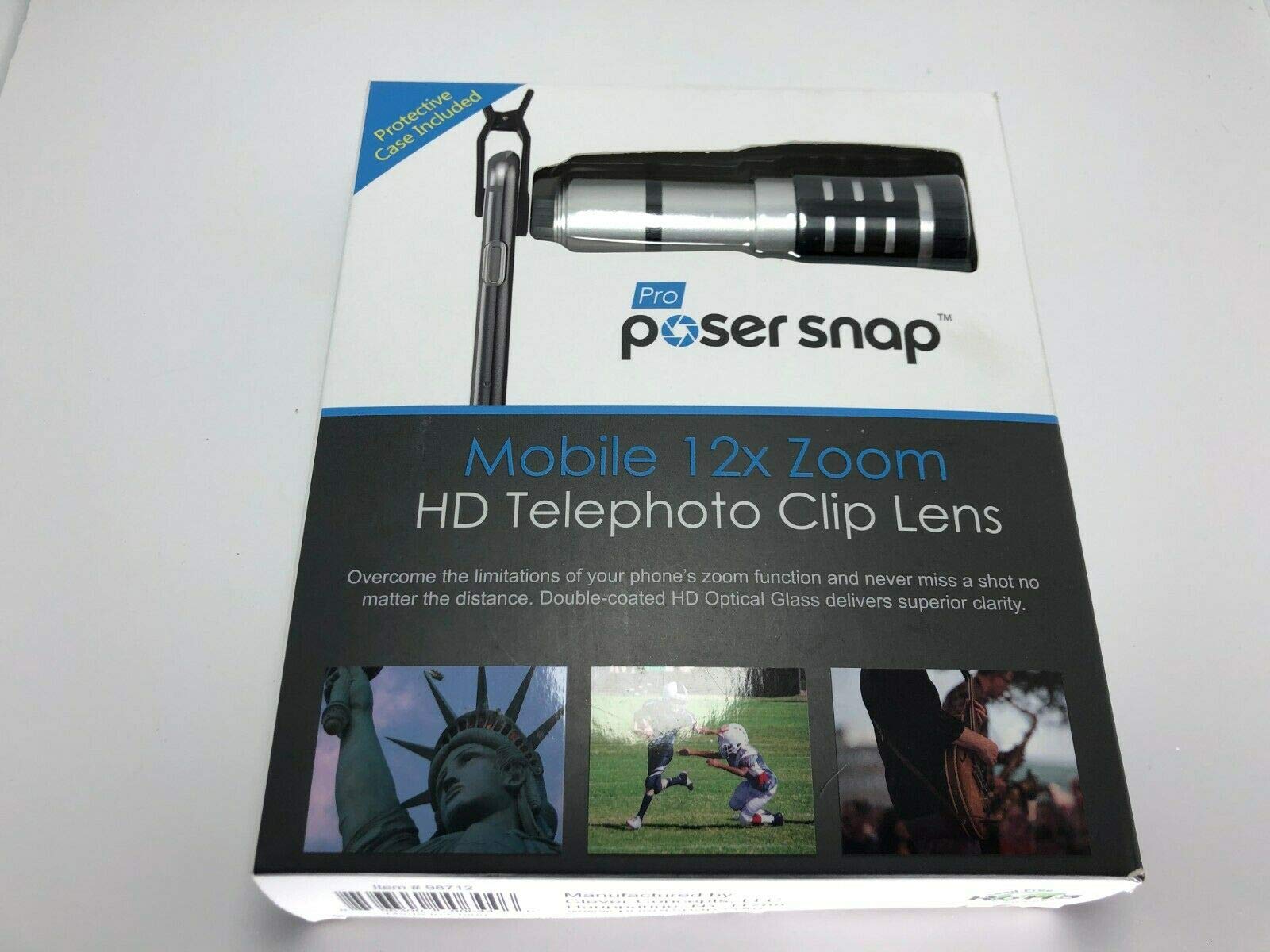 Poser Snap Pro Mobile 12x Zoom HD Telephoto Clip Lens Silver 98712