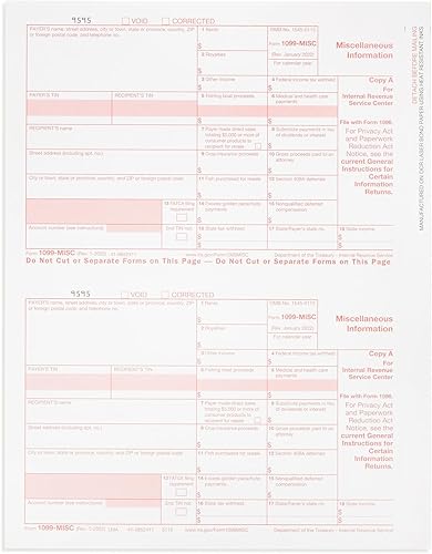 Miniatura 3 de Blue Summit Supplies 1099 MISC - Paquete de 5 formularios de impuestos, paquete de 12 paquetes de formularios láser diseñados para QuickBooks y