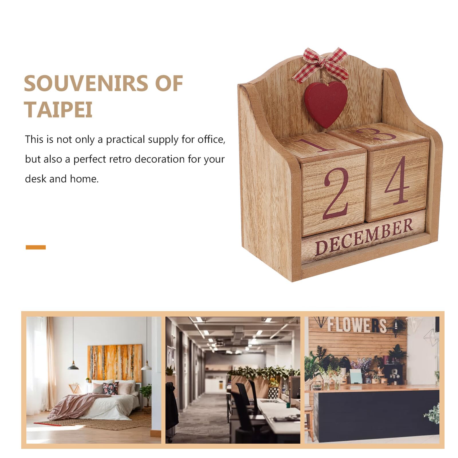 Calendario da Tavolo in Legno con Blocchi Numerici e Mese Stampato Decorazione Ufficio e Casa Calendario da Scrivania Riutilizzabile per Studio e Spazio Domestico