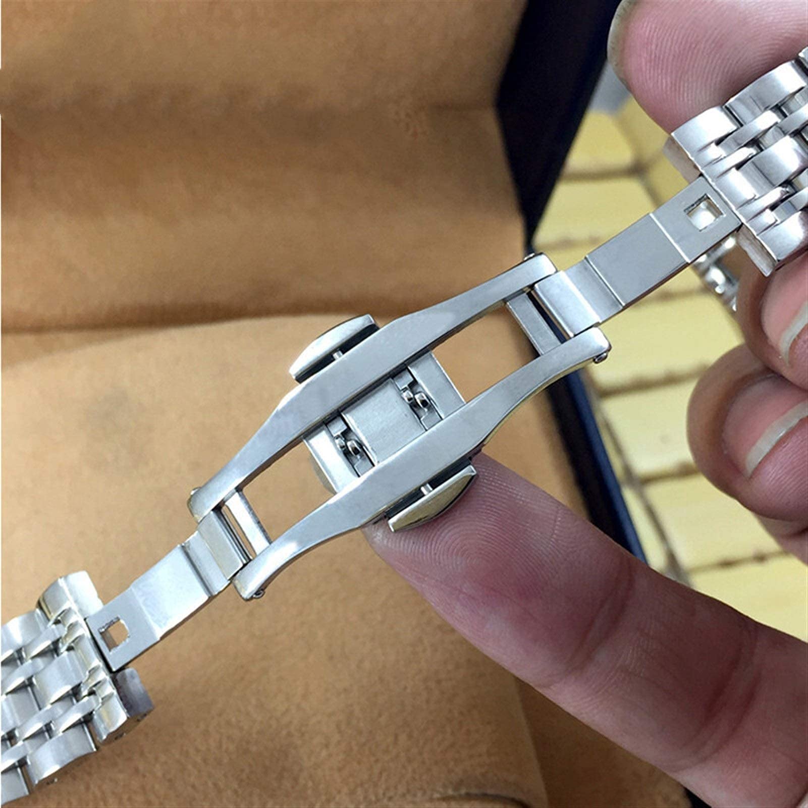 Cinturino per Orologio da 12 mm, 14 mm, 16 mm, 18 mm, 20 mm, in Acciaio Inossidabile Massiccio, con Chiusura a Farfalla, per Uomo e Donna, Bracciale di Ricambio in Metallo Lucido.