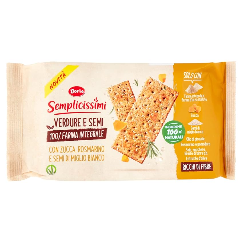 Immagine del prodotto Semplicissimi Doria Crackers Zucca e Rosmarino e Semi di Miglio Bianco, 280g