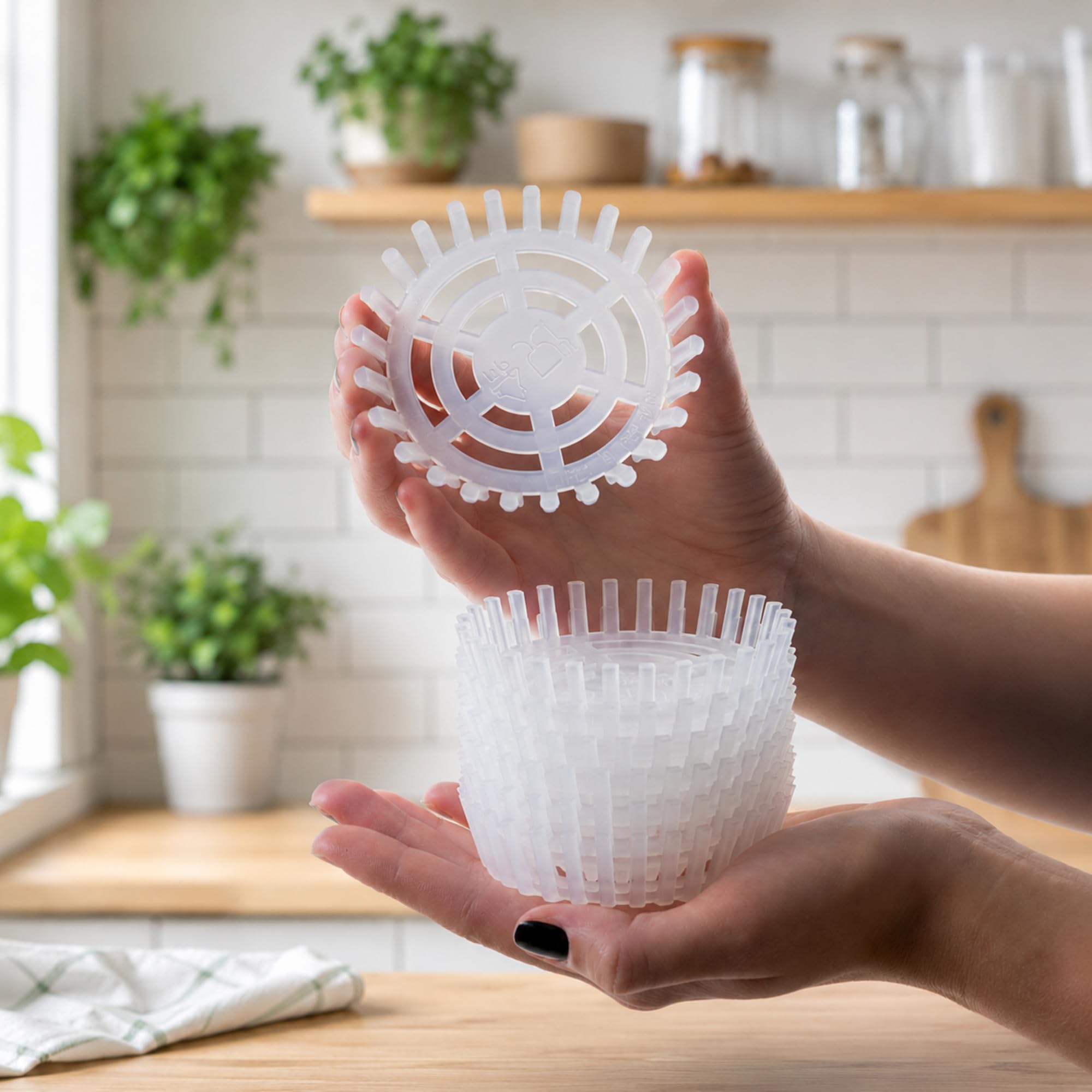 KADAX Ciężarki Fermentacyjne – Zestaw 48 szt. | Akcesoria fi 82 mm z Siatką do Słoików TO82 | Wkładki Plastikowe do Kiszonej Kapusty, Kimchi & Ogórków | bez BPA