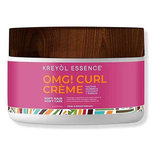 Kreyol Essence - 8 Oz Moringa Styling OMG CURL CRÈME for Soft Curls, Healthy Glowing Hair, Haitian Moringa Coconut Papaya, Hair Care