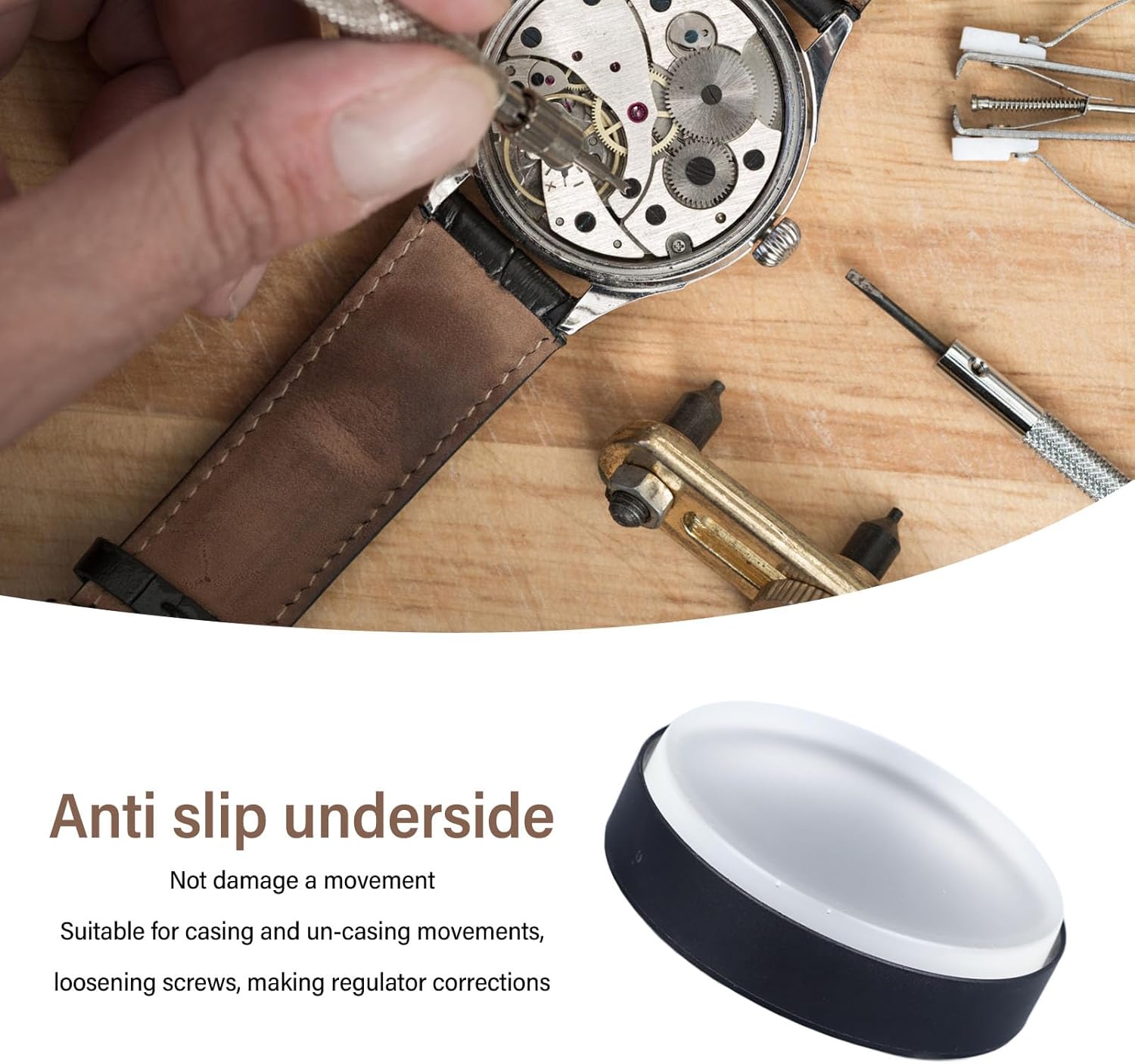 Watch Case Casing Cushion, Soft Rubber Watch Jewelry Case Movement Casing Pad Transparent Watch Movement Case Holder Wrist Watch Maker Repair Tool (75mm)