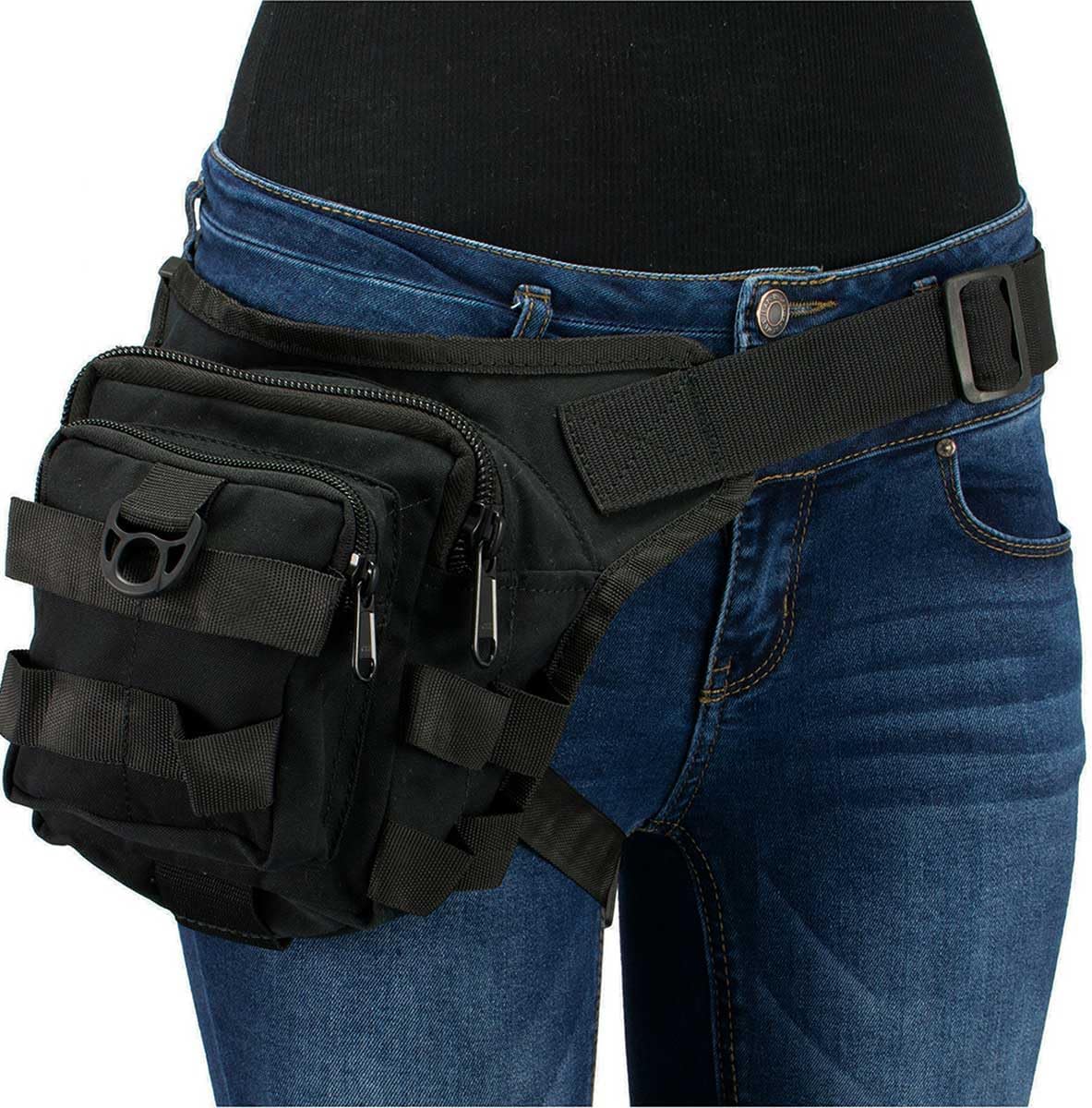 Milwaukee Performance MP8841-BLACK-PCS Black Textile Tactical Thigh Bag with Waist Belt