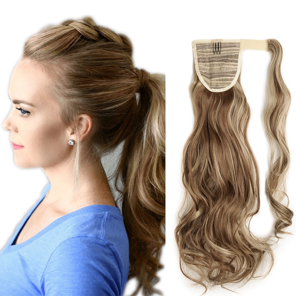 32"(81cm) SEGO Coleta Postiza Larga Pelo Sintético Se Ve Natural [Castaño Oscuro] Extensiones de Cabello Clip Cola Lisa Ponytail Extension (140g) — view 70