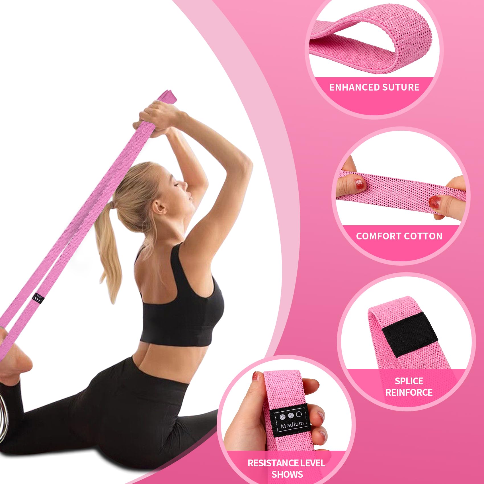 3 Bandes De Résistance Ignite Fitness - Tissu Léger/moyen/lourd - Avec Sac - Occasion