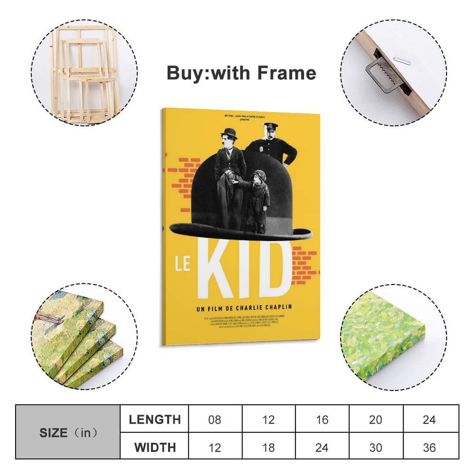 The Kid - Poster con stampa artistica da parete, stile classico vintage e commedia, poster moderni per camera da letto, 60 x 90 cm
