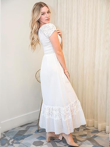 Vista 3 de Anna-Kaci Renaissance Campesant Maiden Boho Inspirado en Manga Casquillo Vestido de Encaje