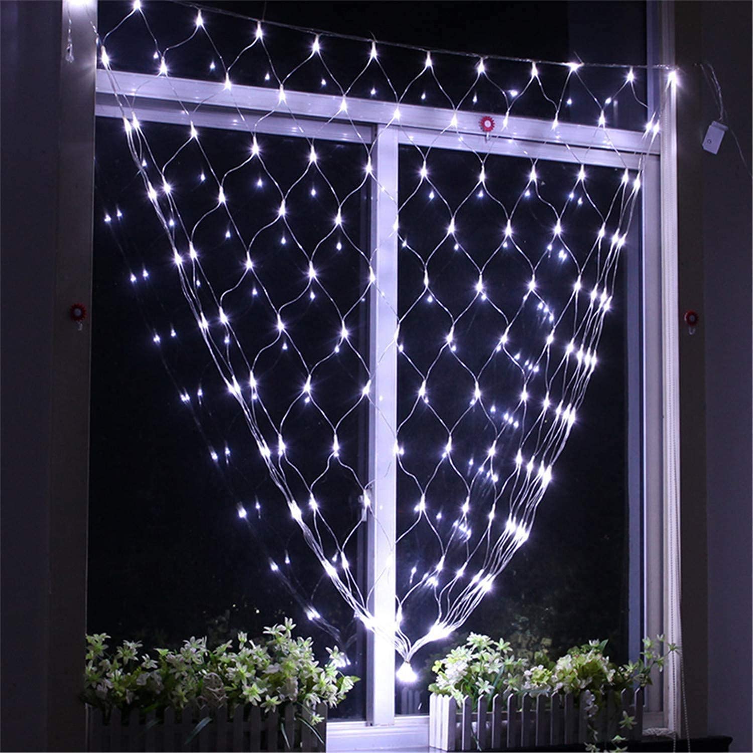Joysing Net Lights Outdoor 3 x 2M Net Christmas Lights Plug in with Timer