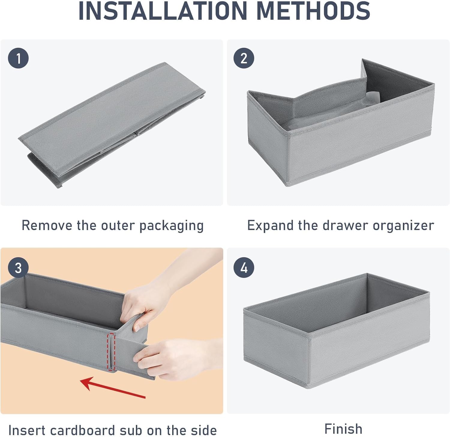 DIMJ Drawer Organizer Clothes - Underwear Organizer Small Sock Organizer Closet Organizers and Storage Box Dresser Drawer Dividers for Baby Clothes,Bra,Socks, Belt, Tie, Set of 12, Grey