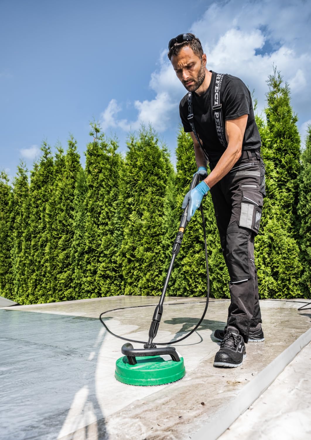 STALCO Patio Brosse rotative avec Lance pour Nettoyeur Haute Pression – Brosse de Surface avec réservoir de détergent intégré, raccord Rapide, pour terrasse et façade