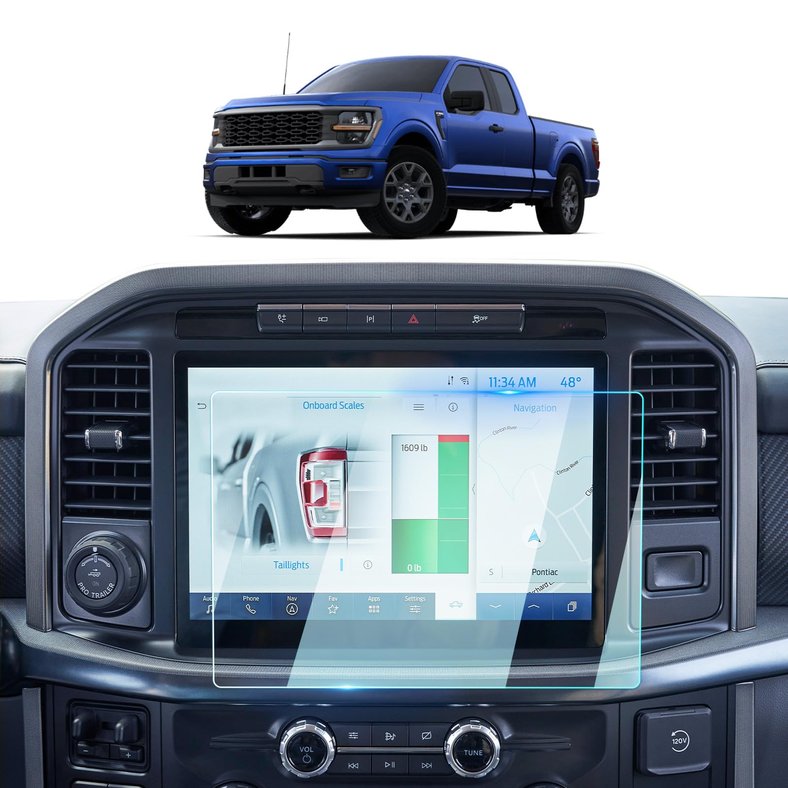 BIXUAN For 2021-2026 Ford F150&amp;F150 Lightning (XL/XLT/STX/Lariat/King Ranch/Platinum/Limited/Tremor/Raptor) 12" Touchscreen Screen Protector Accessories 9H Tempered Glass [NO Fingerprint&amp;Scratches]