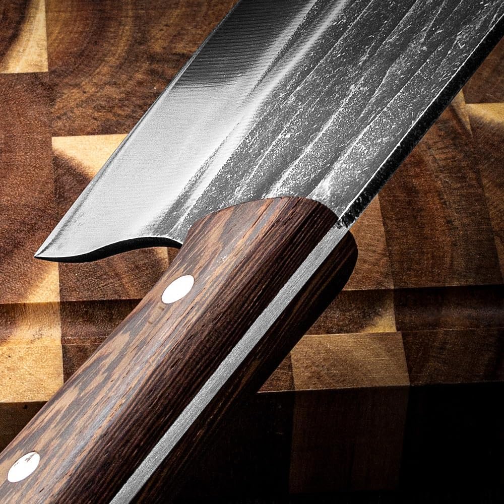 Meat Cleaver,Cleaver Knife, Butcher Kitchen Knife High Carbon Steel Serbian Chef Knife Forged Vegetable Cooking Cleaver Cutting Slicer Meat Knife Covers