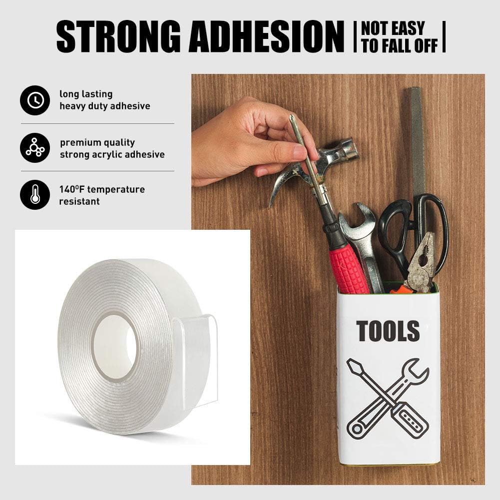 VERSAF Double Sided Adhesive Tape -1/2" 10' Arcylic Transparent Removable No Residue Double Sided Heavy Duty Mounting Tape for Home/Office/Wall Decor(Pack of 1 Roll)