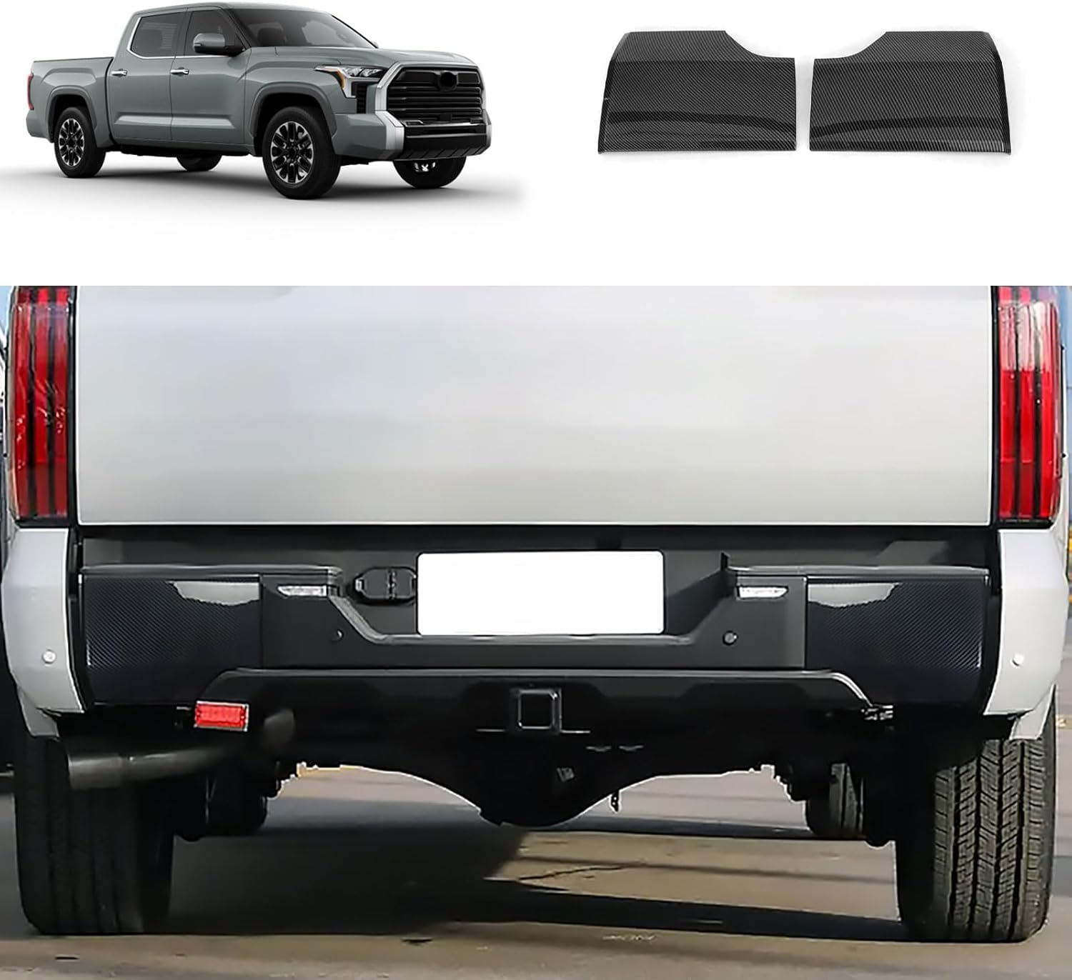 Front Bumper Trim Compatible with Toyota Tundra 2022 2023 2024 2025 Front Grill Bumper Protector Cover Trim Exterior Car Accessories ABS 2PCS (Carbon Fiber Style)