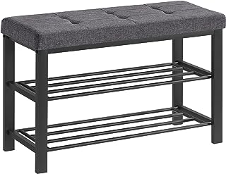 SONGMICS Shoe Bench, Storage Bench, Entryway Bench with Cushion, Shoe Shelf with Seat, Space-Saving, Modern Style, for Liv...