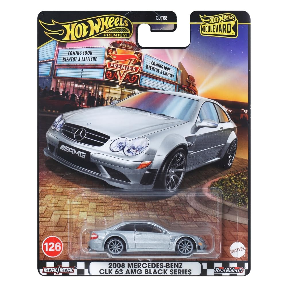Hot Wheels Premium Boulevard Cars Mercedes-Benz 2008 CLK 63 AMG Modellino Auto - Scala 1:64 - Lunghezza 7 cm - GJT68 - Boulevard Serie 126