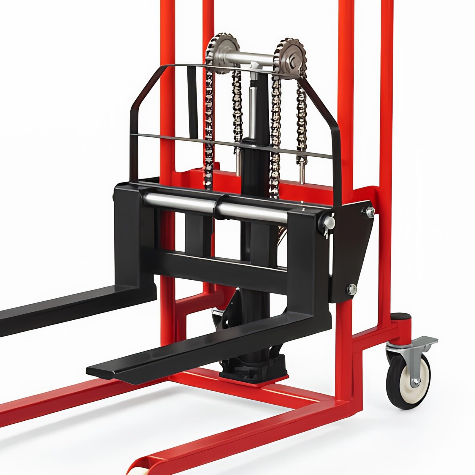 Sollevatore idraulico per pallet manuale, capacità 260 kg, impilatore di pallet con ruote girevoli per il trasporto dell'officina, attrezzatura di sollevamento manuale resistente