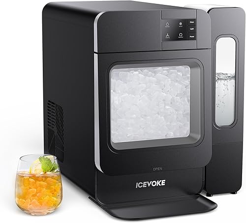 Máquina de hielo portátil de pepitas para encimera, máquina de hielo masticable de 33 librasdía con autolimpieza y recarga automática de agua,