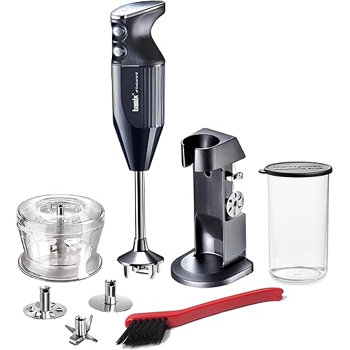 bamix® of Switzerland M200 Chef’s Favorite Stick Blender/Immersion Blender, Black – Includes 3 Interchangeable Stainless Steel Blades:Multipurpose, Beater, Whisk and Accessories Set.