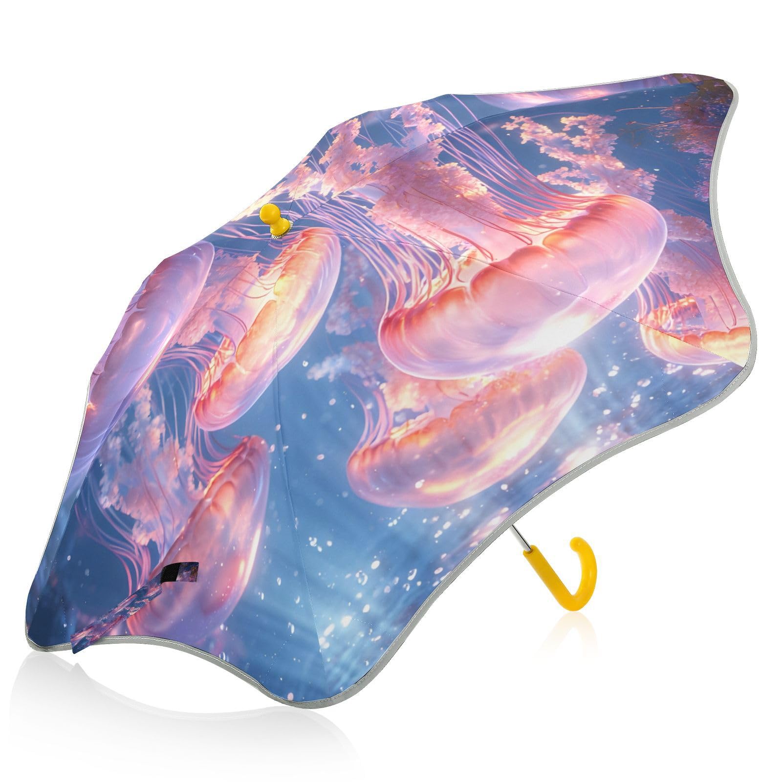 panksolu Kids Umbrella Funny Yellow Duck Windproof Folding Stick Umbrellas for rain Toddler Cute Umbrella for girls & boys